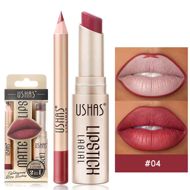 USHAS 12 Color Lip Liner + Lipstick Set