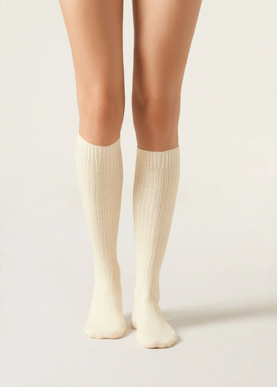 RIBBED KNEE HIGH WOOL SOCKS