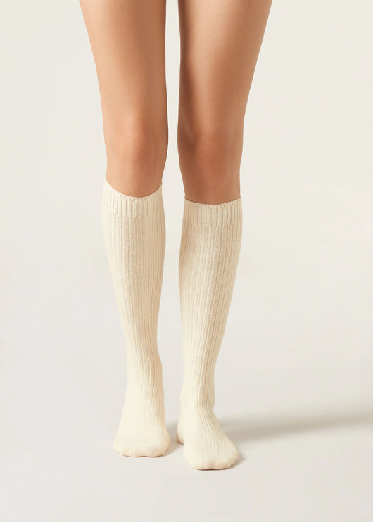 RIBBED KNEE HIGH WOOL SOCKS