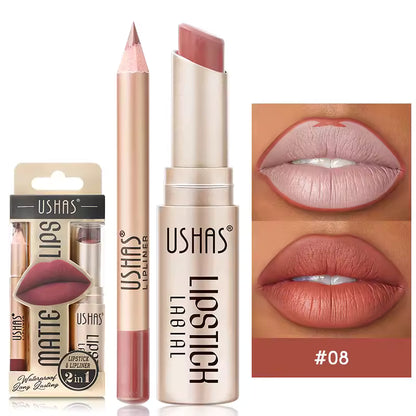 USHAS 12 Color Lip Liner + Lipstick Set