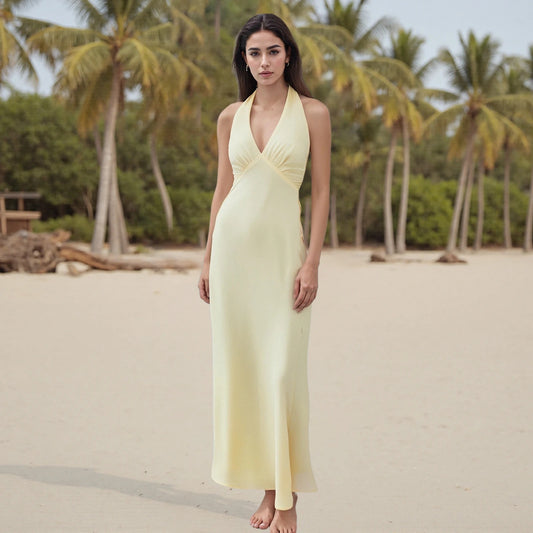 Eliza Satin Halter Dress