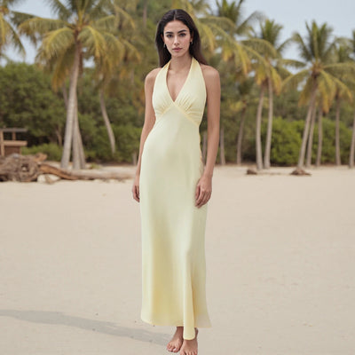 Eliza Satin Halter Dress